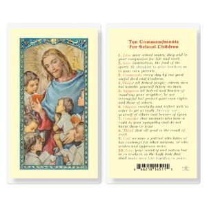 Ten Commandments for School Kids Laminated Prayer Card (pack of 25)