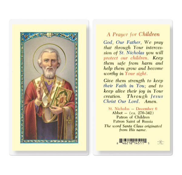 Saint Nicholas Laminated Prayer Card (pack of 25)