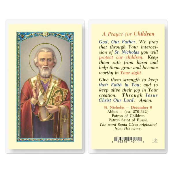 Saint Nicholas Laminated Holy Card (pack of 25)