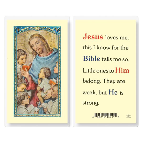 Jesus Loves Me Laminated Holy Card (pack of 25)