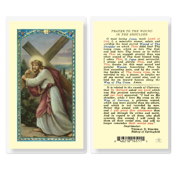 Wound in the Shoulder Laminated Prayer Card (pack of 25)