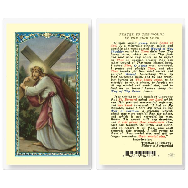 Wound in the Shoulder Laminated Holy Card (pack of 25)