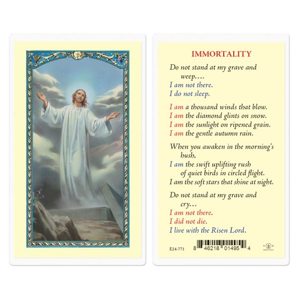 Immortality Risen Christ Laminated Holy Card (pack of 25)
