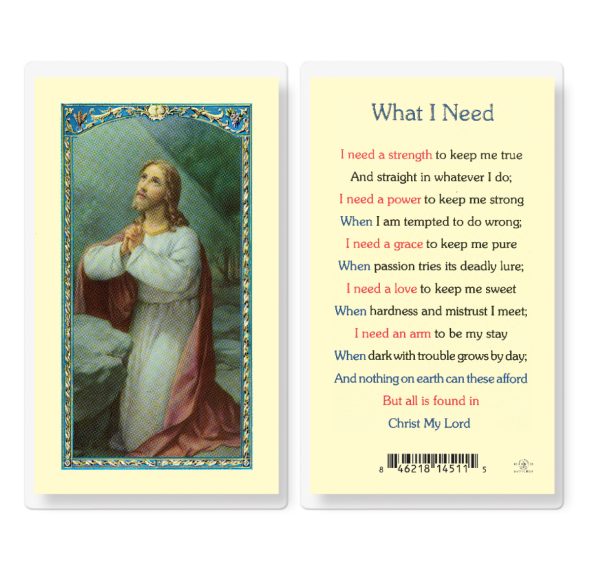 What I Need Laminated Prayer Card (pack of 25)