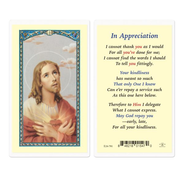 In Appreciation Laminated Prayer Card (pack of 25)