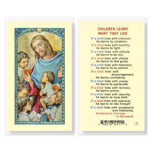 Children Learn What They Live Laminated Prayer Card (pack of 25)