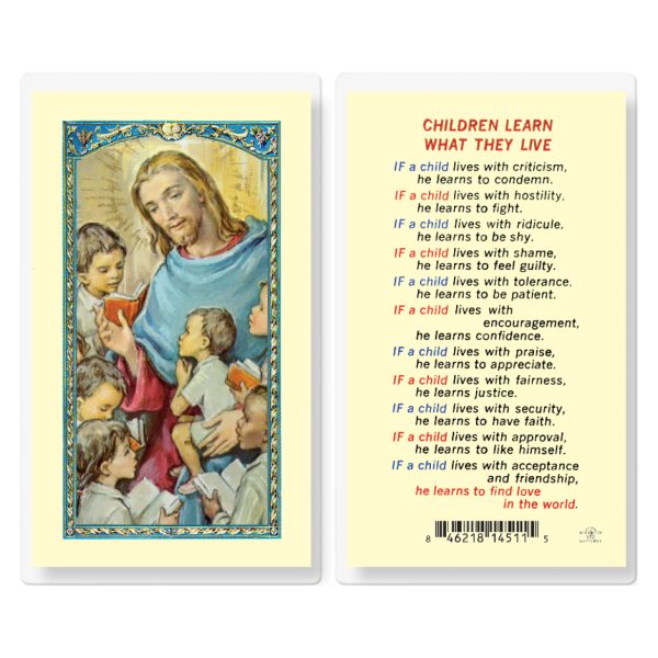 Children Learn What They Live Laminated Holy Card (pack of 25)