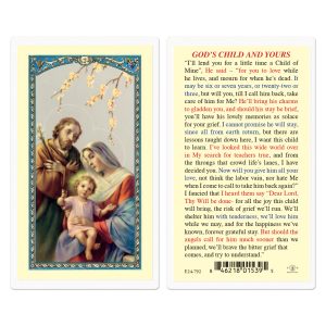 God's Child and Yours Laminated Prayer Card (pack of 25)