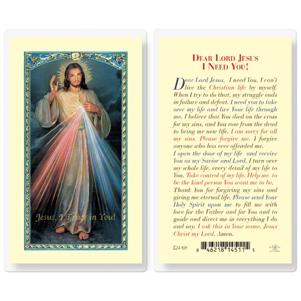 Dear Lord Jesus I Need You Laminated Holy Card (pack of 25)