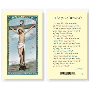The Five Wounds Laminated Prayer Card (pack of 25)