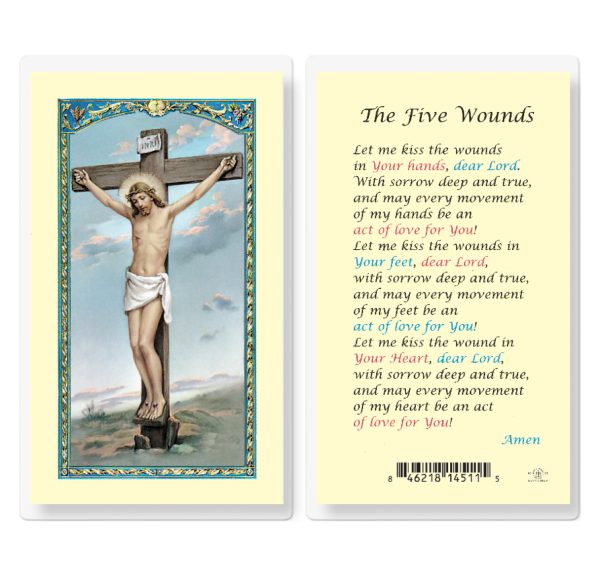 The Five Wounds Laminated Prayer Card (pack of 25)