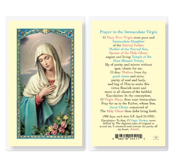 Immaculate Virgin Laminated Prayer Card (pack of 25)