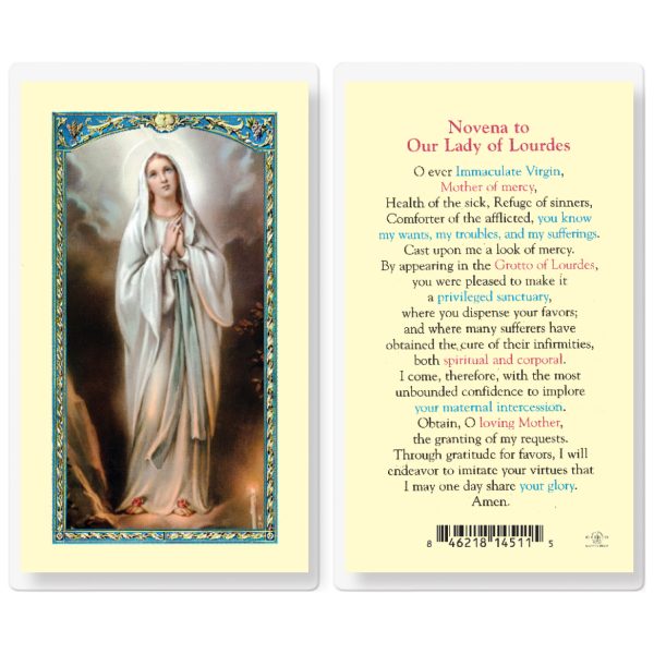 Our Lady of Lourdes Novena Laminated Holy Card (pack of 25)