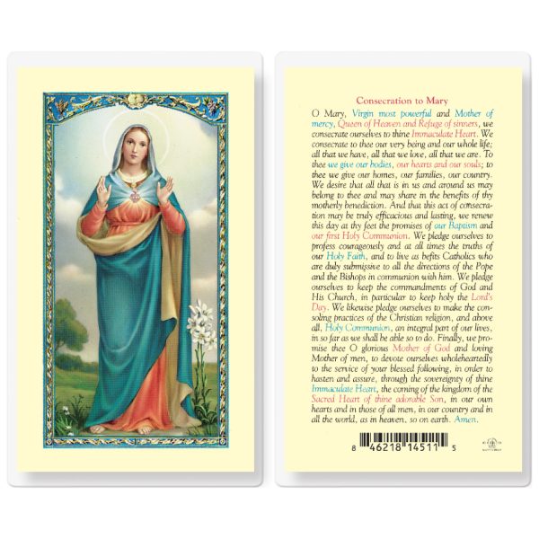 Consecration of Mary Laminated Holy Card (pack of 25)