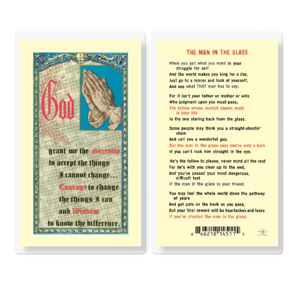 Man in the Glass Serenity Laminated Prayer Card (pack of 25)