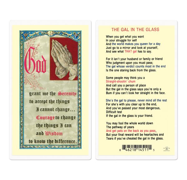 The Gal in the Glass Serenity Laminated Prayer Card (pack of 25)