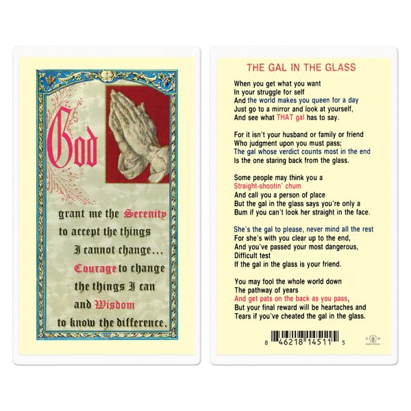 The Gal in the Glass Serenity Laminated Holy Card (pack of 25)