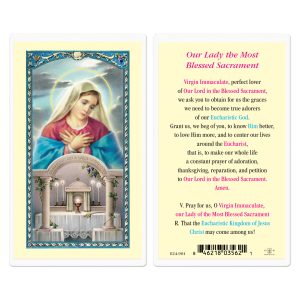 Our Lady of the Blessed Sacrament Laminated Prayer Card (pack of 25)