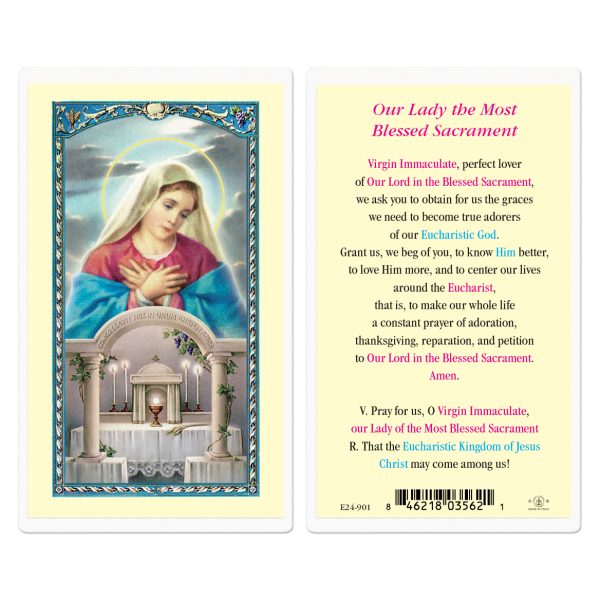 Our Lady of the Blessed Sacrament Laminated Holy Card