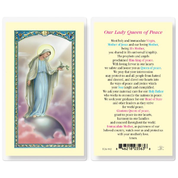 Our Lady Queen of Peace Laminated Holy Card (pack of 25)