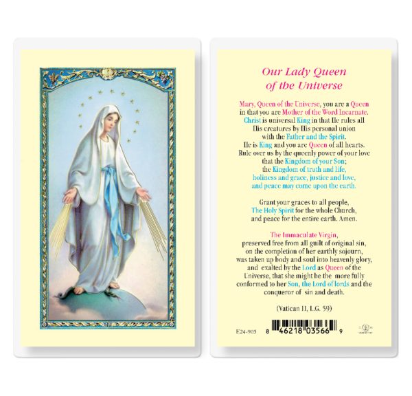 Our Lady Queen of the Universe Laminated Prayer Card (pack of 25)