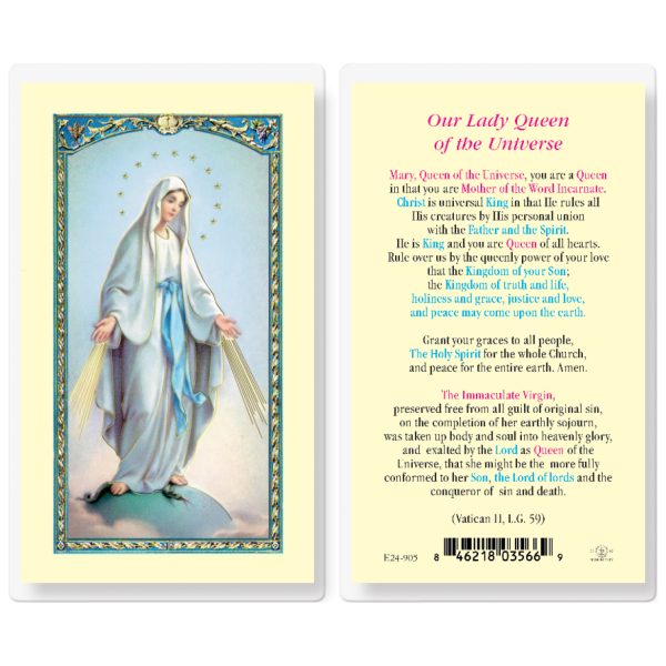 Our Lady Queen of the Universe Laminated Holy Card (pack of 25)