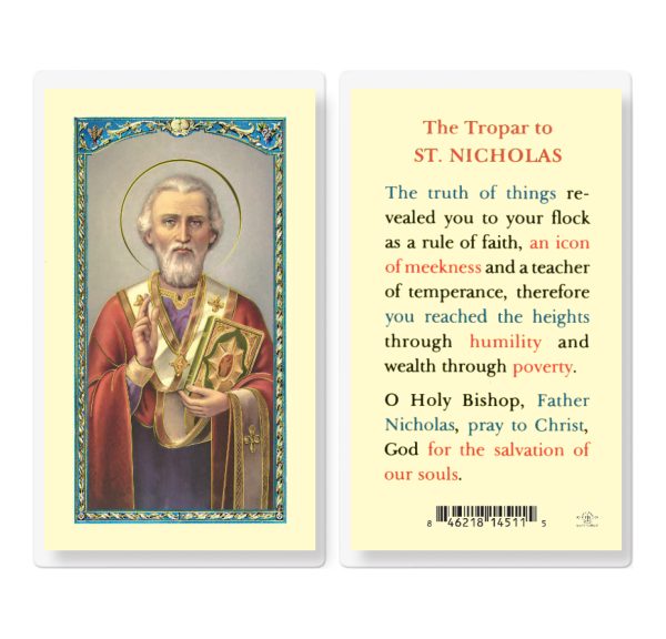 Saint Nicholas Laminated Prayer Card (pack of 25)