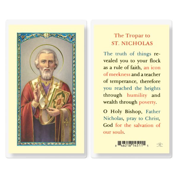 Saint Nicholas Laminated Holy Card (pack of 25)