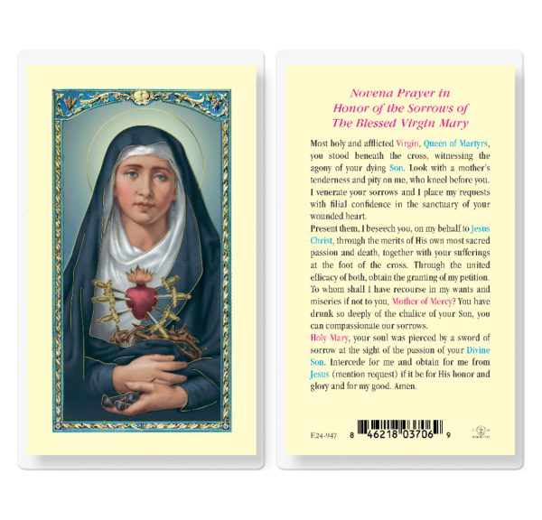 Seven Sorrows of Mary Laminated Prayer Card (pack of 25)