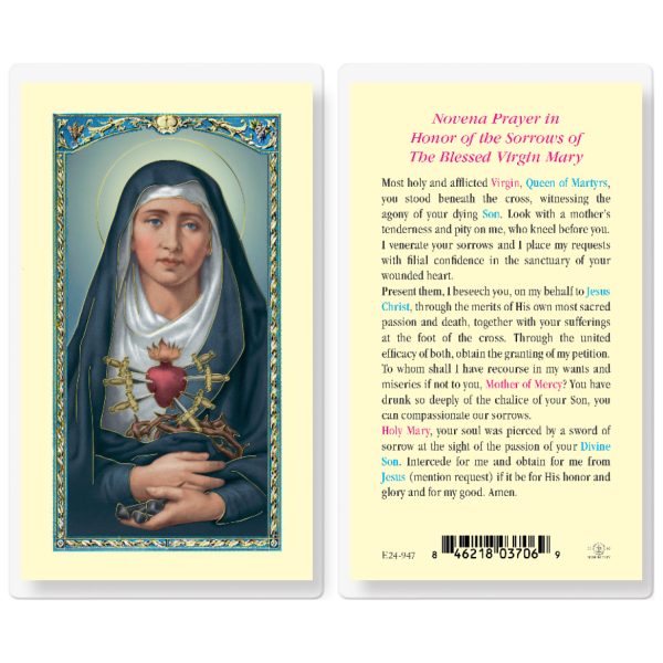 Seven Sorrows of Mary Laminated Holy Card (pack of 25)