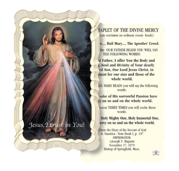 Chaplet of the Divine Mercy Embossed Linen Prayer Card (Pack of 50)