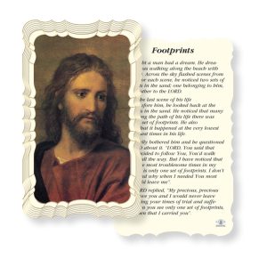 Footprints Embossed Linen Prayer Card (Pack of 50)