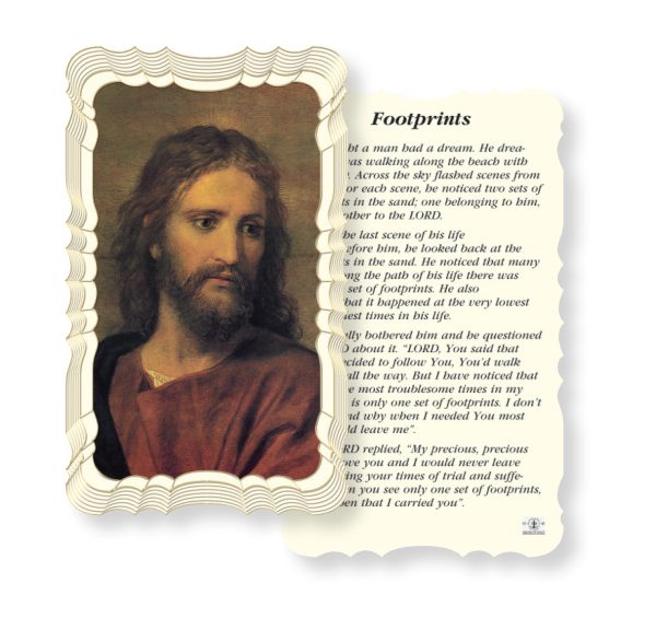 Footprints Embossed Linen Prayer Card (Pack of 50)