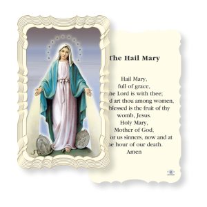 The Hail Mary Embossed Linen Prayer Card (Pack of 50)