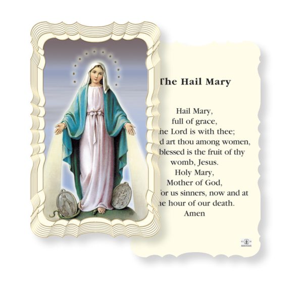 The Hail Mary Embossed Linen Prayer Card (Pack of 50)