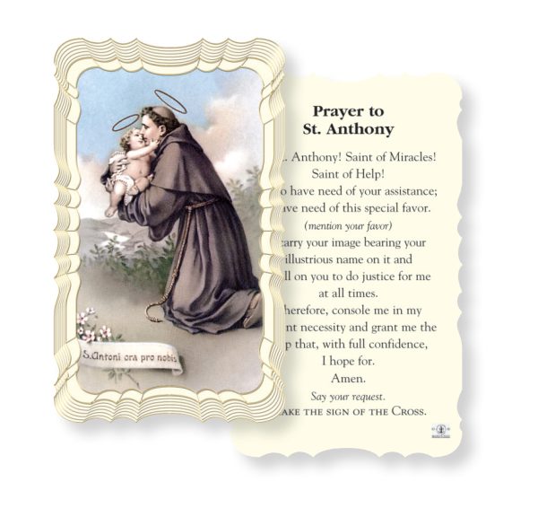 Saint Anthony Embossed Linen Prayer Card (Pack of 50)