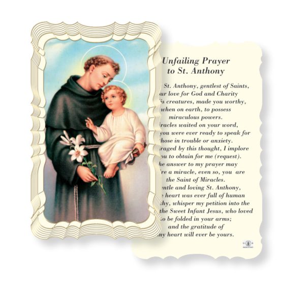 Unfailing Prayer to Saint Anthony Embossed Linen Prayer Card (Pack of 50)