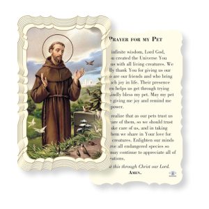 Saint Francis of Assisi Embossed Linen Prayer Card (Pack of 50)