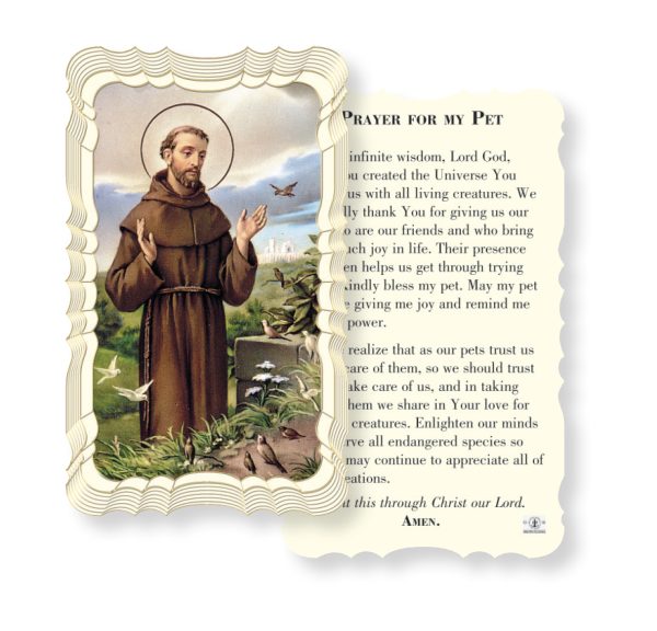 Saint Francis of Assisi Embossed Linen Prayer Card (Pack of 50)