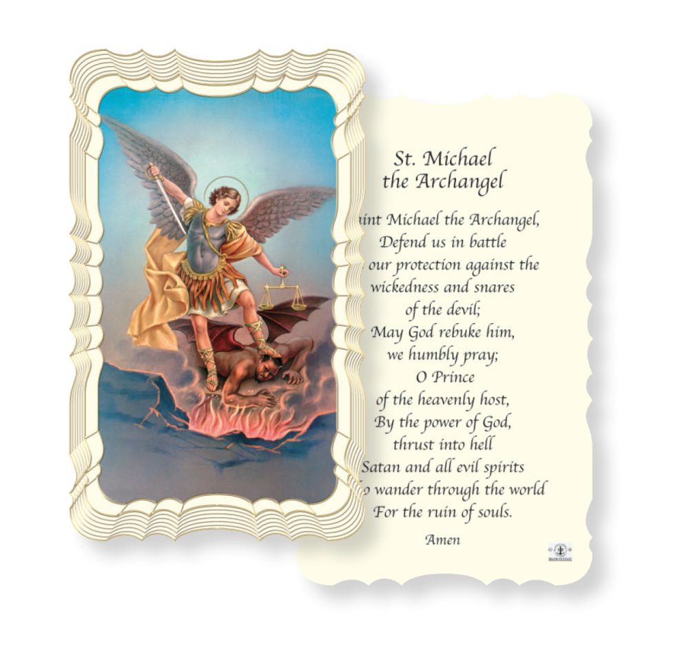 Saint Michael the Archangel - Embossed Linen Prayer Card (Single) - The ...