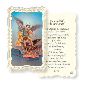 Saint Michael the Archangel Embossed Linen Prayer Card (Pack of 50)