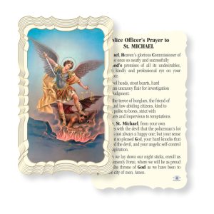 Saint Michael-Policeman's Prayer Embossed Linen Prayer Card (Pack of 50)