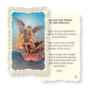 Saint Michael-Military Embossed Linen Prayer Card (Pack of 50)