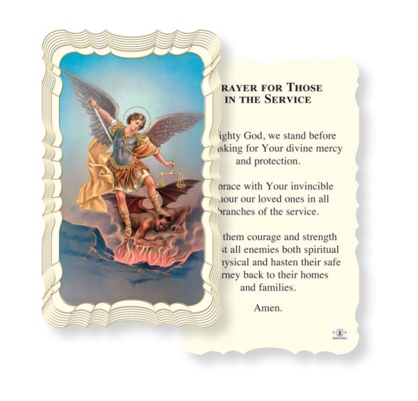 Saint Michael-Military Embossed Linen Prayer Card (Pack of 50)