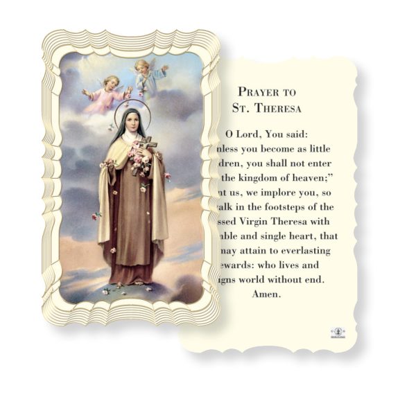 Saint Therese Embossed Linen Prayer Card (Pack of 50)