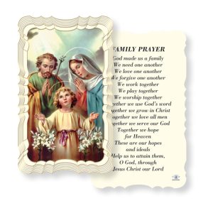 Holy Family Embossed Linen Prayer Card (Pack of 50)