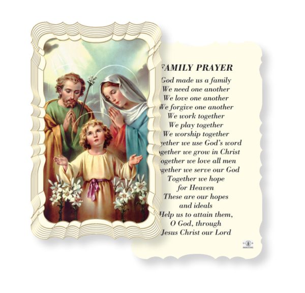 Holy Family Embossed Linen Prayer Card (Pack of 50)