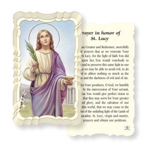 Saint Lucy Embossed Linen Prayer Card (Pack of 50)