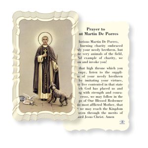Saint Martin de Porres Embossed Linen Prayer Card (Pack of 50)