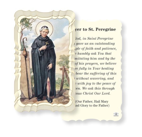 Saint Peregrine Embossed Linen Prayer Card (Pack of 50)